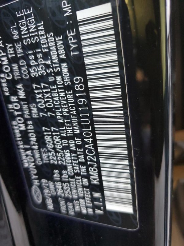 Thumbnail of 2020 Hyundai Tucson Se with VIN KM8J2CA40LU119189